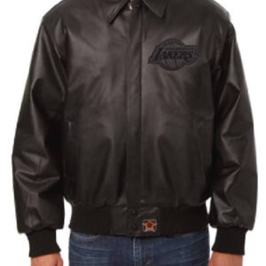 NBA Team Los Angeles Lakers JH Design Tonal Black Leather Jacket