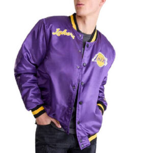 NBA Team Los Angeles Lakers Purple Satin Bomber Jacket