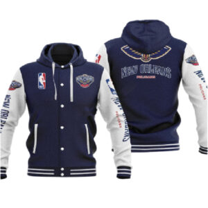 NBA Team New Orleans Pelicans Blue Hooded Fleece Varsity Jacket