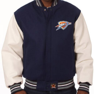 NBA Team Oklahoma City Thunder JH Design Domestic Two-Tone Varsity Jacket