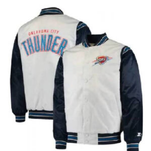 NBA Team Oklahoma City Thunder Starter Blue And White Varsity Jacket