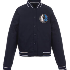NBA Teams Dallas Mavericks JH Design Navy Poly-Twill Varsity Jacket