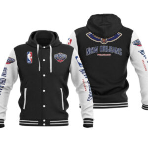 New Orleans Pelicans NBA Team Black Hooded Varsity Jacket