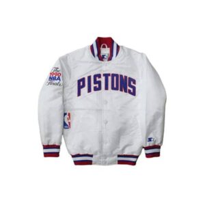 NBA Team Detroit Pistons Vintage Starter White Varsity Jacket