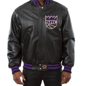 NBA Team Sacramento Kings JH Design Domestic Team Color Leather Varsity Jacket