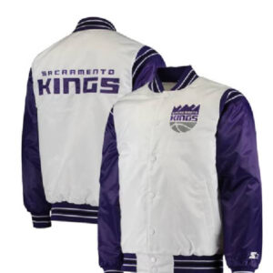 NBA Team Sacramento Kings Starter White/Purple Renegade Varsity Jacket