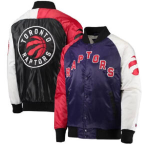 NBA Team Toronto Raptors Purple/Red/White Tricolor Raglan Varsity Jacket