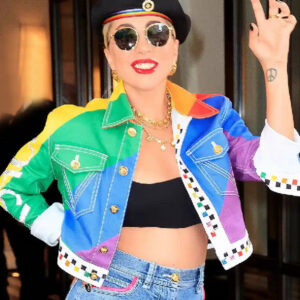 Lady Gaga Rainbow Faux Leather Jacket