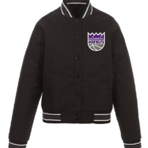 Sacramento Kings NBA Team JH Design Poly-Twill Black Varsity Jacket