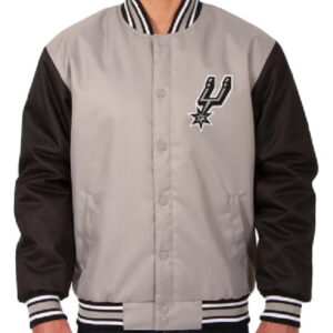 San Antonio Spurs NBA Team JH Design Gray Varsity Jacket