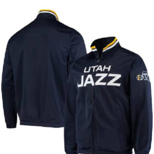 Utah Jazz NBA Team G-III Sports By Carl Banks Navy Dual Threat Tricot Jacket