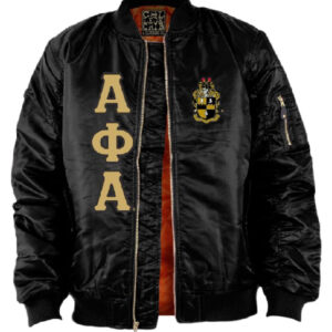 Alpha Phi Alpha Black Campaign Bomber Jacket