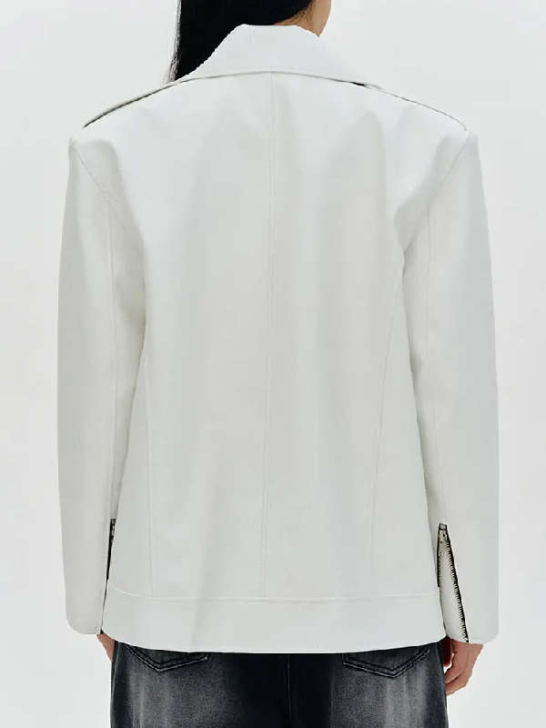 Better Things S04 Pamela Adlon White Leather Jacket