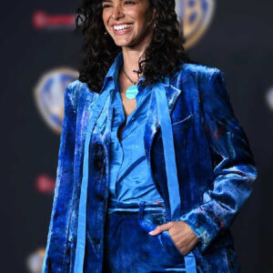 Blue Beetle Event 2023 Bruna Marquezine Blue Velvet Blazer