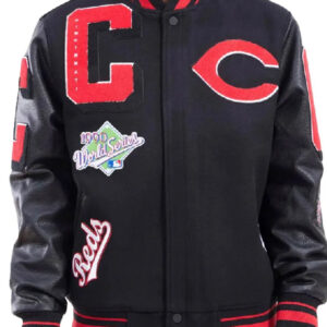 Cincinnati Reds Logo Mash Up Wool Varsity Jacket