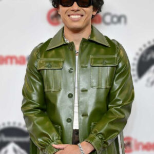 Cinemacon Event 2023 Anthony Ramos Green Leather Jacket