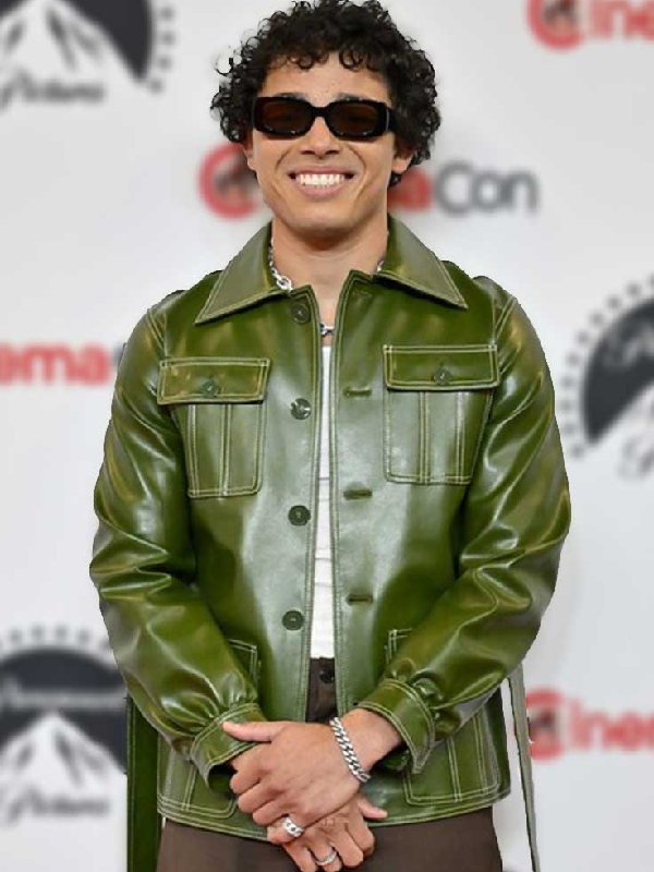CinemaCon Event 2023 Anthony Ramos Green Leather Jacket