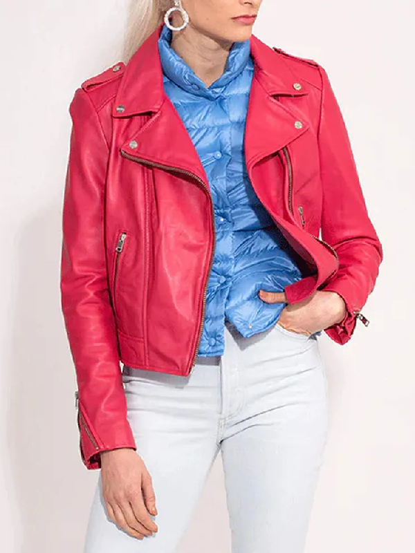 Hannah Brown The Bachelorette Hot Pink Leather Jacket