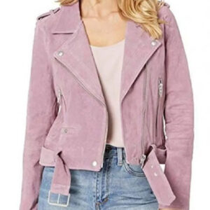 Head Of The Class Isabella Gomez Pink Suede Leather Jacket