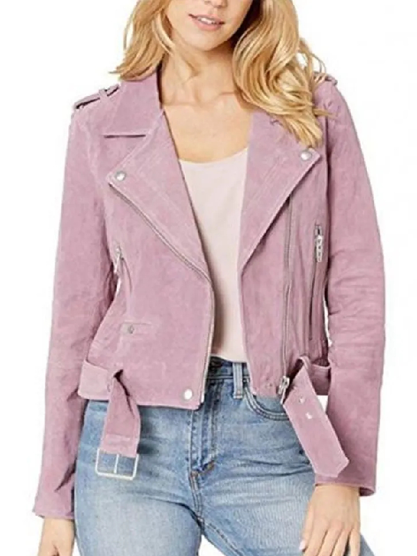 Head of the Class Isabella Gomez Pink Suede Leather Jacket