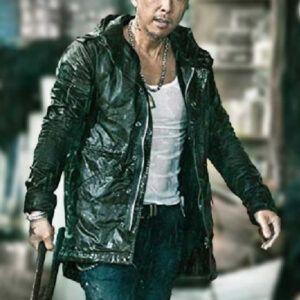 John Wick 4 Donnie Yen Black Leather Hooded Jacket