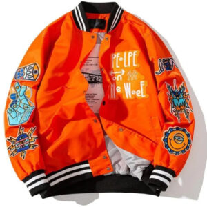 Leora Toy Hip Hop Orange Varsity Jacket