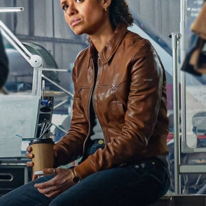 Lift Gugu Mbatha Raw Brown Leather Jacket