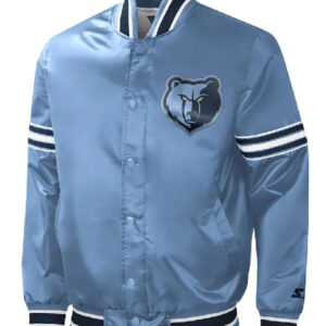 Memphis Grizzlies Slider Light Blue Varsity Satin Jacket