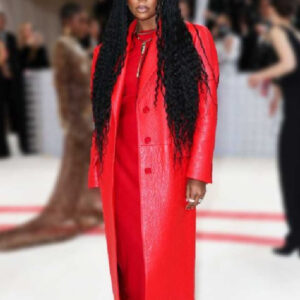 Met Gala 2023 Gabrielle Union Red Leather Coat