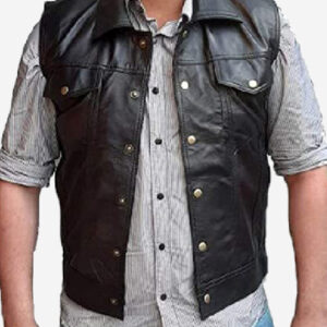 Men’s Black Warriors Rogues Leather Vest