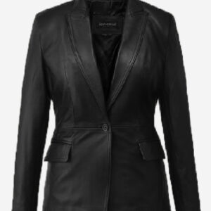 Scarlett Johansson Winter Soldier Black Leather Blazer