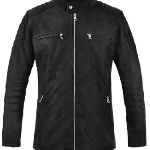 Distressed Black Adkins Leather Jacket