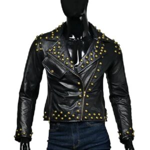 Lambert Studded Black Leather Jacket