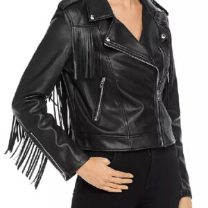 Days Of Our Lives Victoria Konefal Fringed Black Leather Jacket