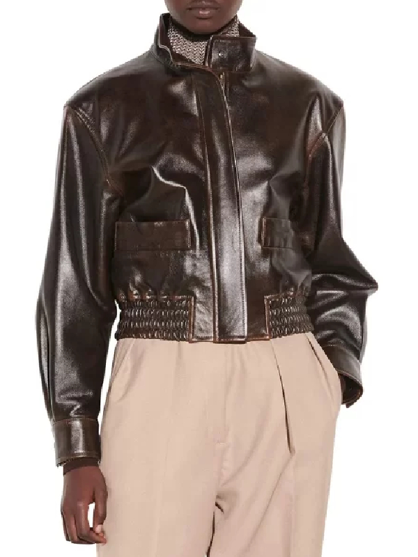 Nancy Drew Kennedy Mcmann Leather Bomber Brown Jacket