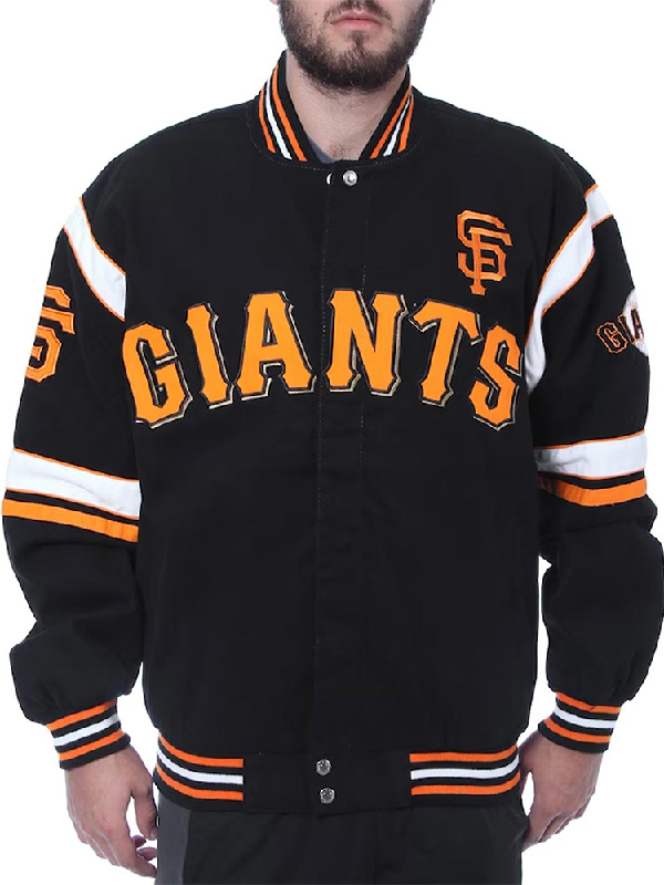 San Francisco Giants Embroidered Logo Black Varsity Wool Jacket