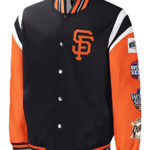 San Francisco Title Holder Black/Orange Varsity Satin Jacket
