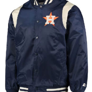 Houston Astros Navy Cream Vintage Varsity Satin Jacket