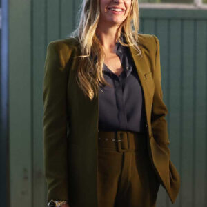 The Company You Keep 2023 Jes Macallan Olive Brown Wool Blazer.