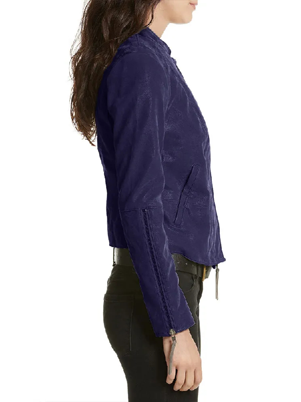 The Flash S03 Danielle Panabaker Navy Leather Jacket
