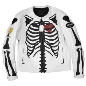 Vanson Skeleton White Leather Jacket