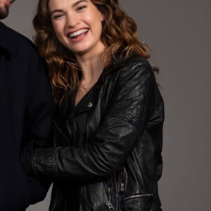 What’s Love Got To Do With It 2023 Lily James Black Leather Jacket