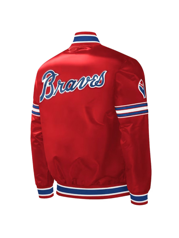 Atlanta Braves Slider Red Varsity Satin Jacket