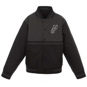 Black And Charcoal Youth San Antonio Spurs Poly Twill Jacket