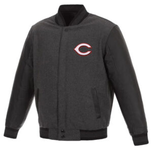 Charcoal Black Cincinnati Reds Varsity Jacket