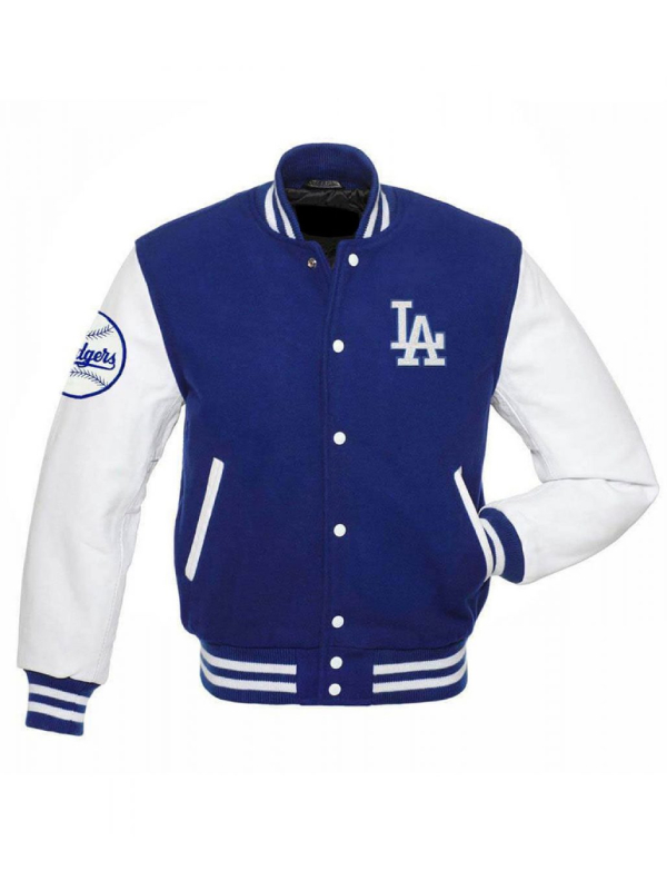 LA Dodgers Blue And White Varsity Jacket