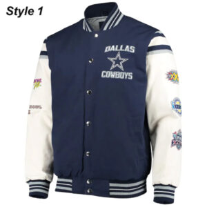 Super Bowl 5x Champions Dallas Cowboys Navy And White Varsity Jacket