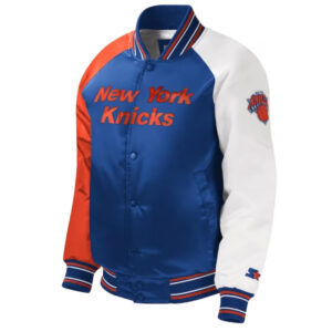 NY Knicks Youth Royal Varsity Satin Jacket