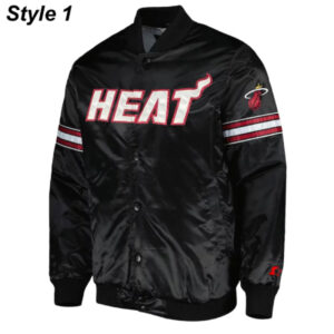 Pick Roll Miami Heat Black Varsity Satin Jacket