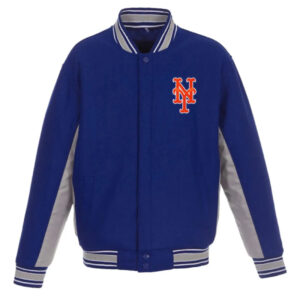 Ny Mets Royal Gray Accent Varsity Wool Jacket